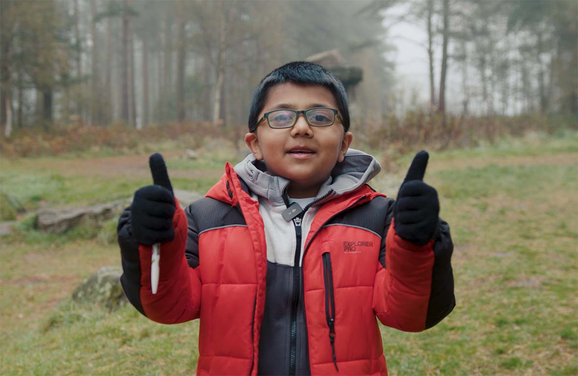 Boy thumbs up Yorkshire Dales 