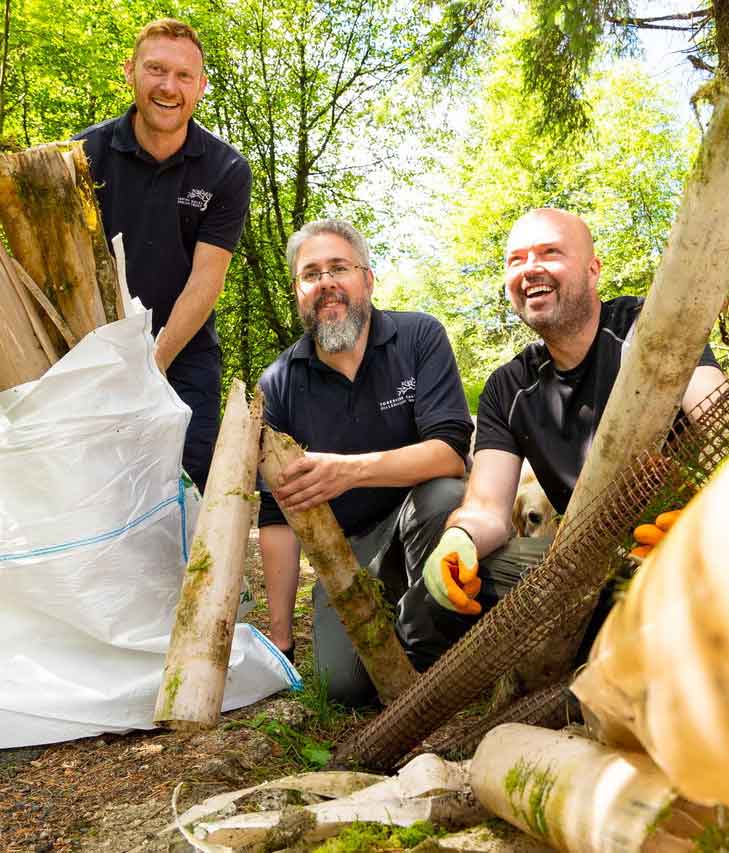 75 Media and Yorkshire Dales Millennium Trust plastic tree removal 