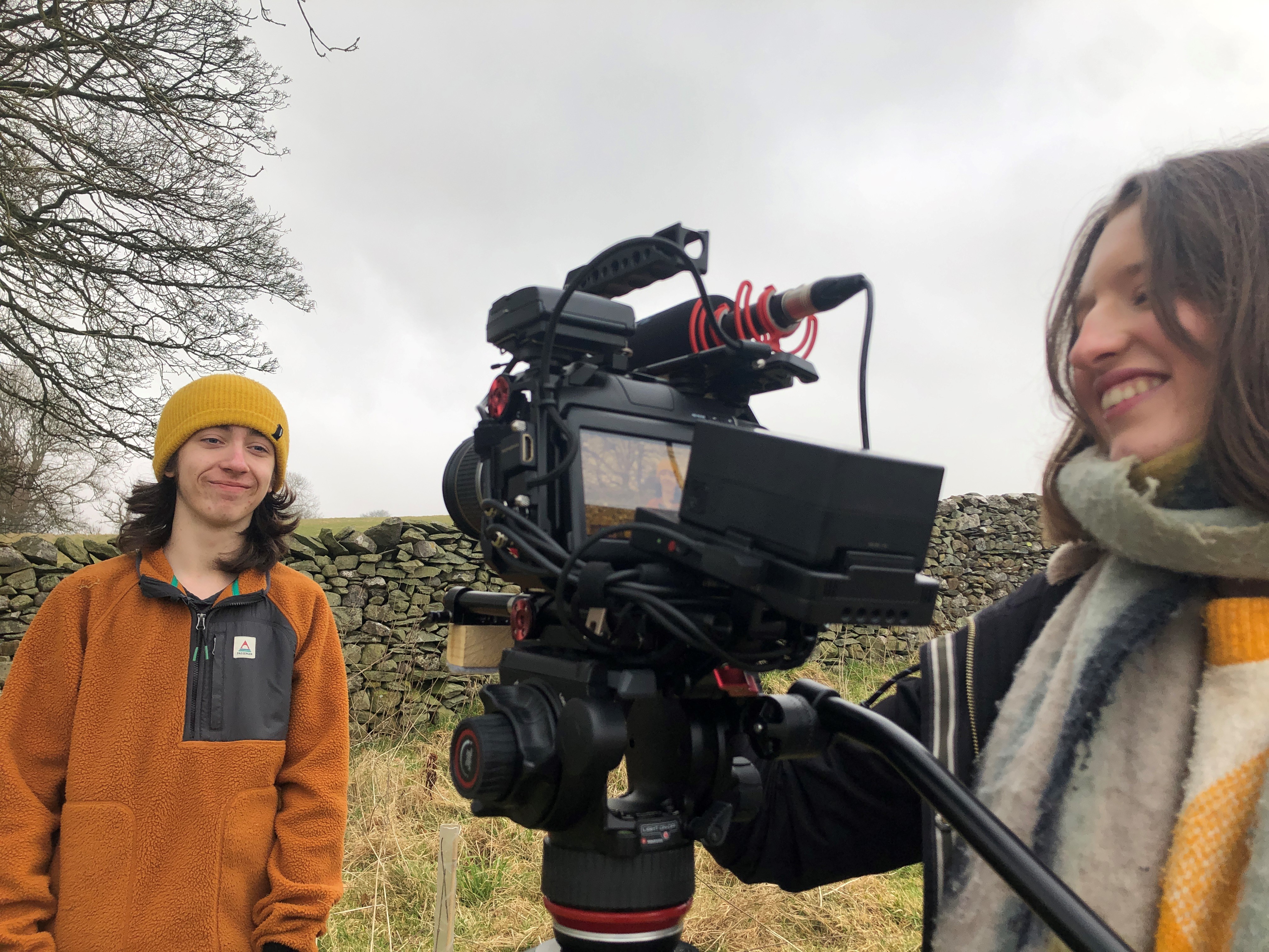 Willow filming at a tree planting session in Ingleton
